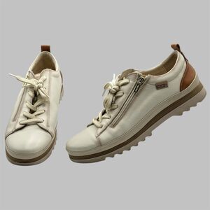 Pikolinos Vigo Zip Up Lace Up Leather Oxford Sneakers in Nata Size 42 EU / US 11